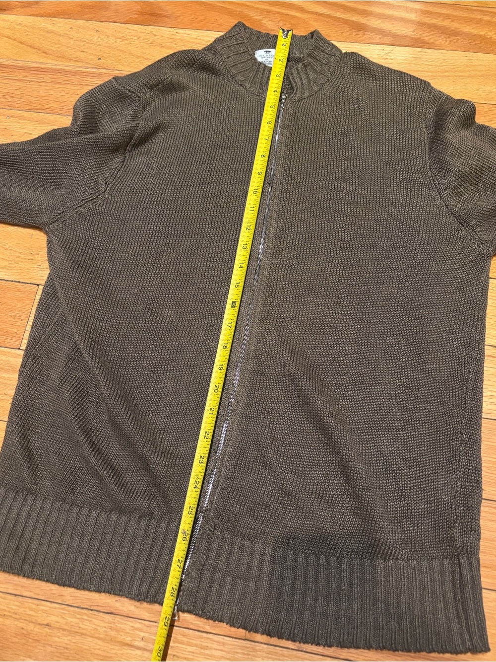 Inis Meain Meáin Linen Mock Neck Zip Up Cardigan Green Long Sleeve Size Large L - Picture 8 of 9